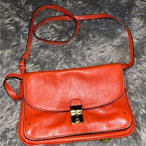 TORY BURCH Priscilla Leather Crossbody Bag Orange